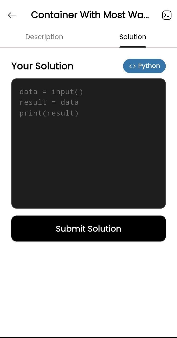CodeMaster challenge screen with syntax-highlighted code
