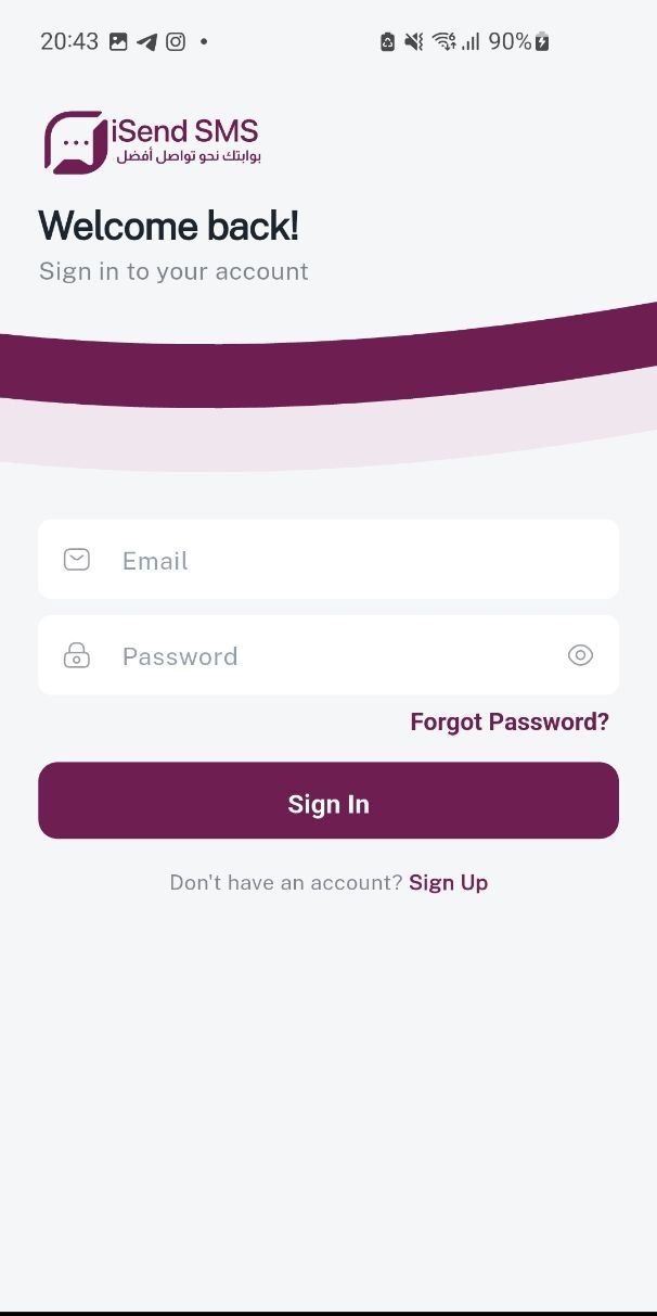 isend login screen