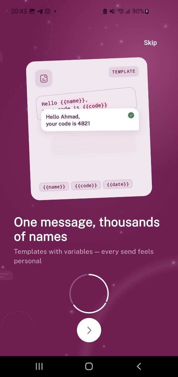 isend onboarding screen